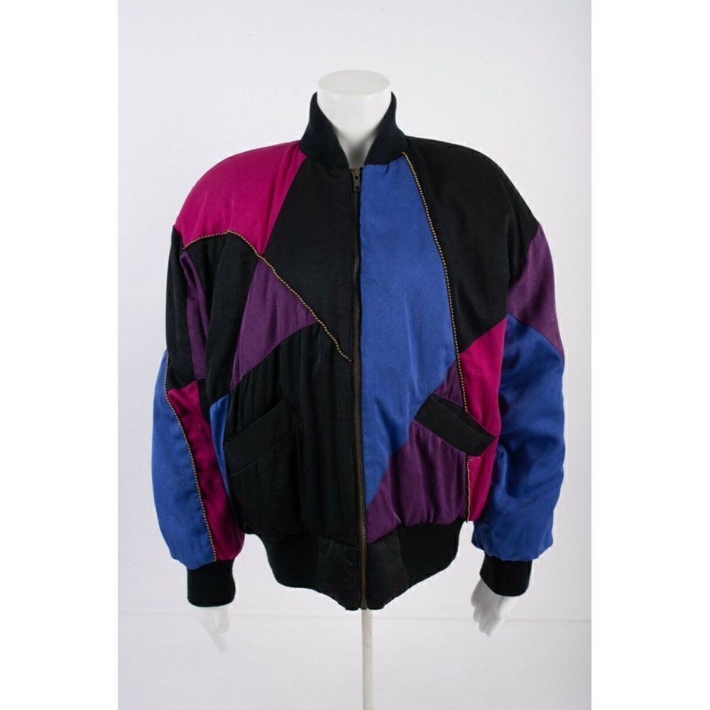 Vintage 80s Womens Bomber Jacket Mulberry Street M